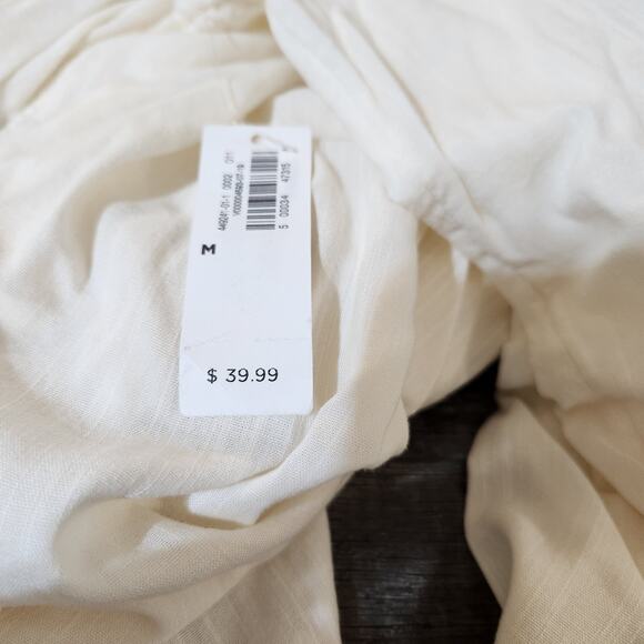 NWT Old Navy Cream Boho Lace Crochet Pintucked Peasant Top Women's M - Picture 6 of 10